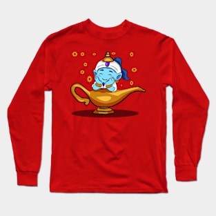 Dreams Come True - Adorable Genie Emerging from Lamp Long Sleeve T-Shirt